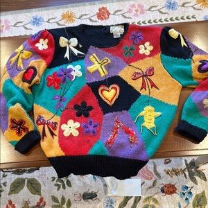 80’s beaded sweater with shoulder pads